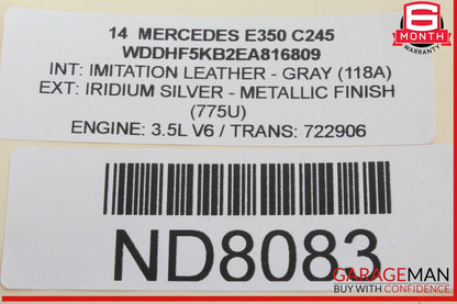 10-16 Mercedes W212 E350 Rear Center Console Ashtray Ash Tray Compartment Gray