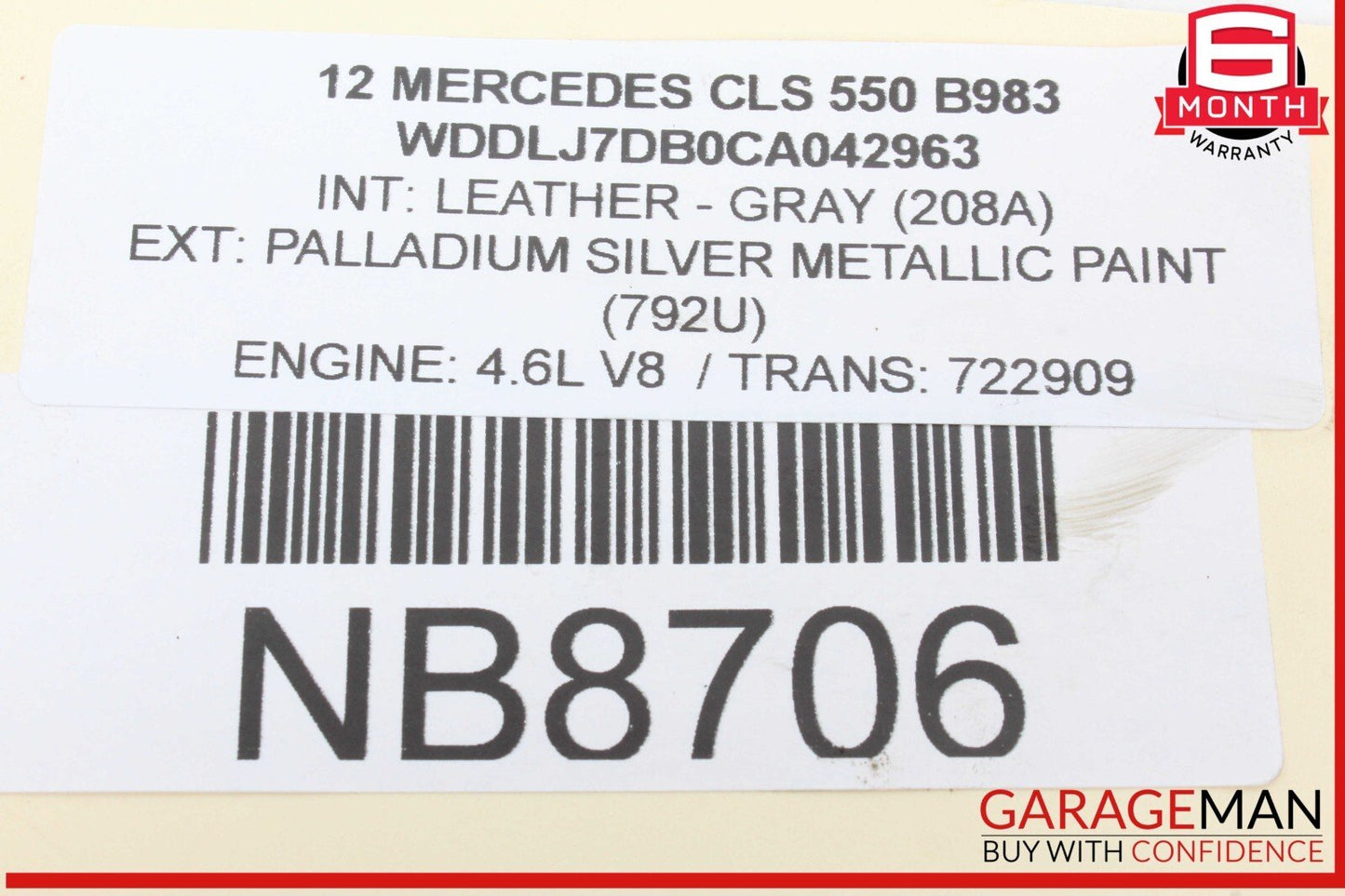 11-19 Mercedes W218 CLS550 S550 Left Fuel Injection Rail Line w/ Injectors