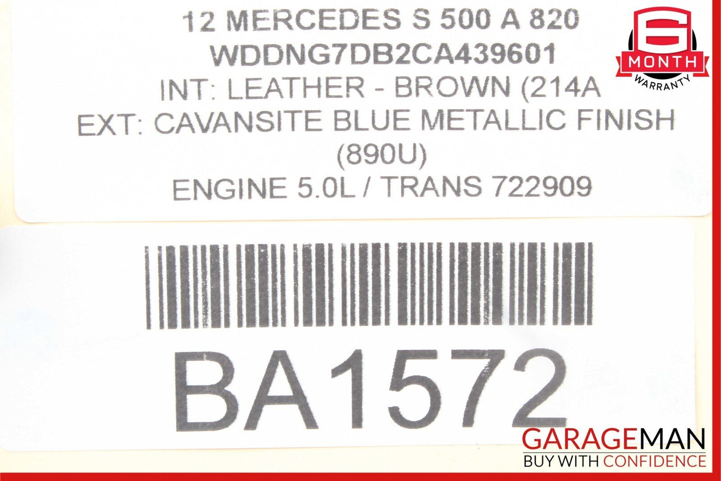07-13 Mercedes W221 S500 Rear Right Side Keyless Go Exterior Door Handle Black