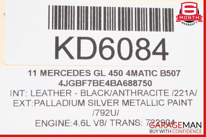 06-12 Mercedes X164 GL450 Front Right Side Sun Visor Sunvisor Shade Gray OEM