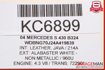 00-06 Mercedes W220 S430 S350 S55 AMG Rear Left Side Exterior Door Handle White