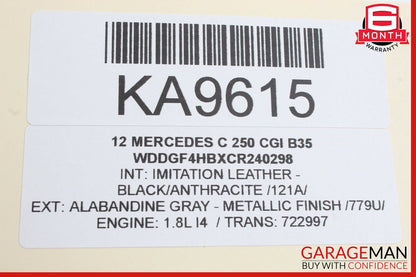 12-14 Mercedes W204 C250 Rear Right Passenger Exterior Door Handle OEM