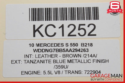 10-13 Mercedes W221 S550 Front Left Side Mirror Door Rear View Tanzanite Blue