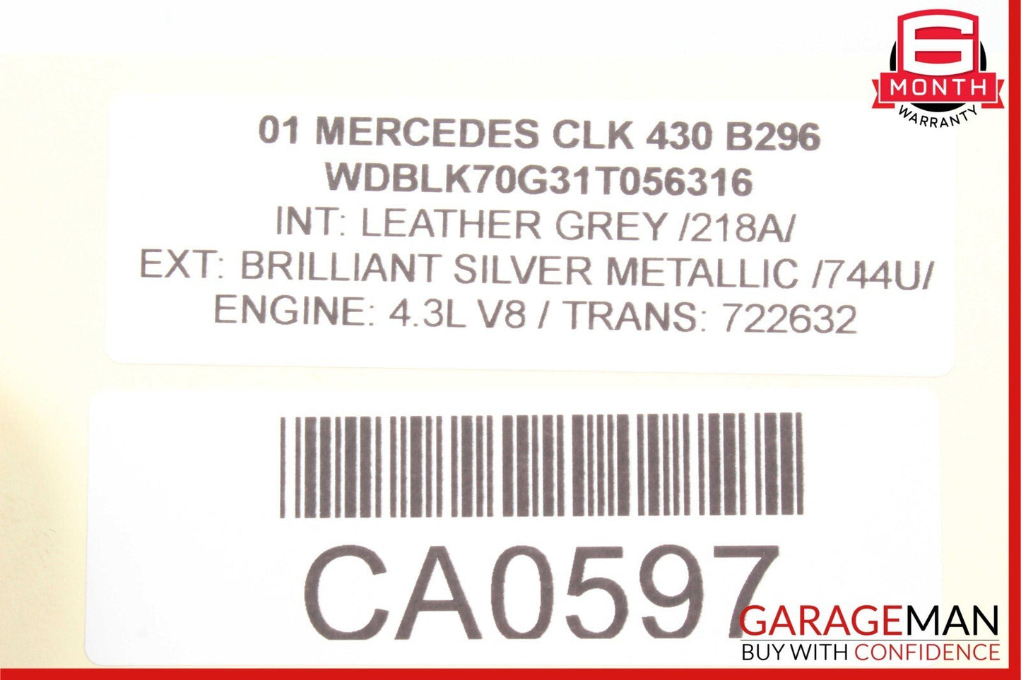 97-03 Mercedes W208 CLK430 Convertible Rear Left Case Cover Lift Cylinder