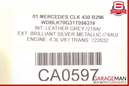 97-03 Mercedes W208 CLK430 Convertible Rear Left Case Cover Lift Cylinder