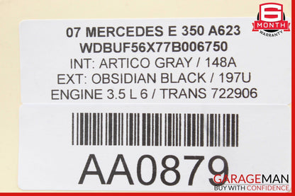 03-11 Mercedes CLS500 E350 Rear Overhead Interior Top Upper Dome Light Lamp Gray