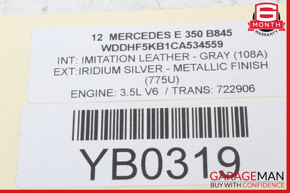 10-13 Mercedes W212 E350 E400 E63 AMG Sedan Rear Left Side Inner Tail Light Lamp