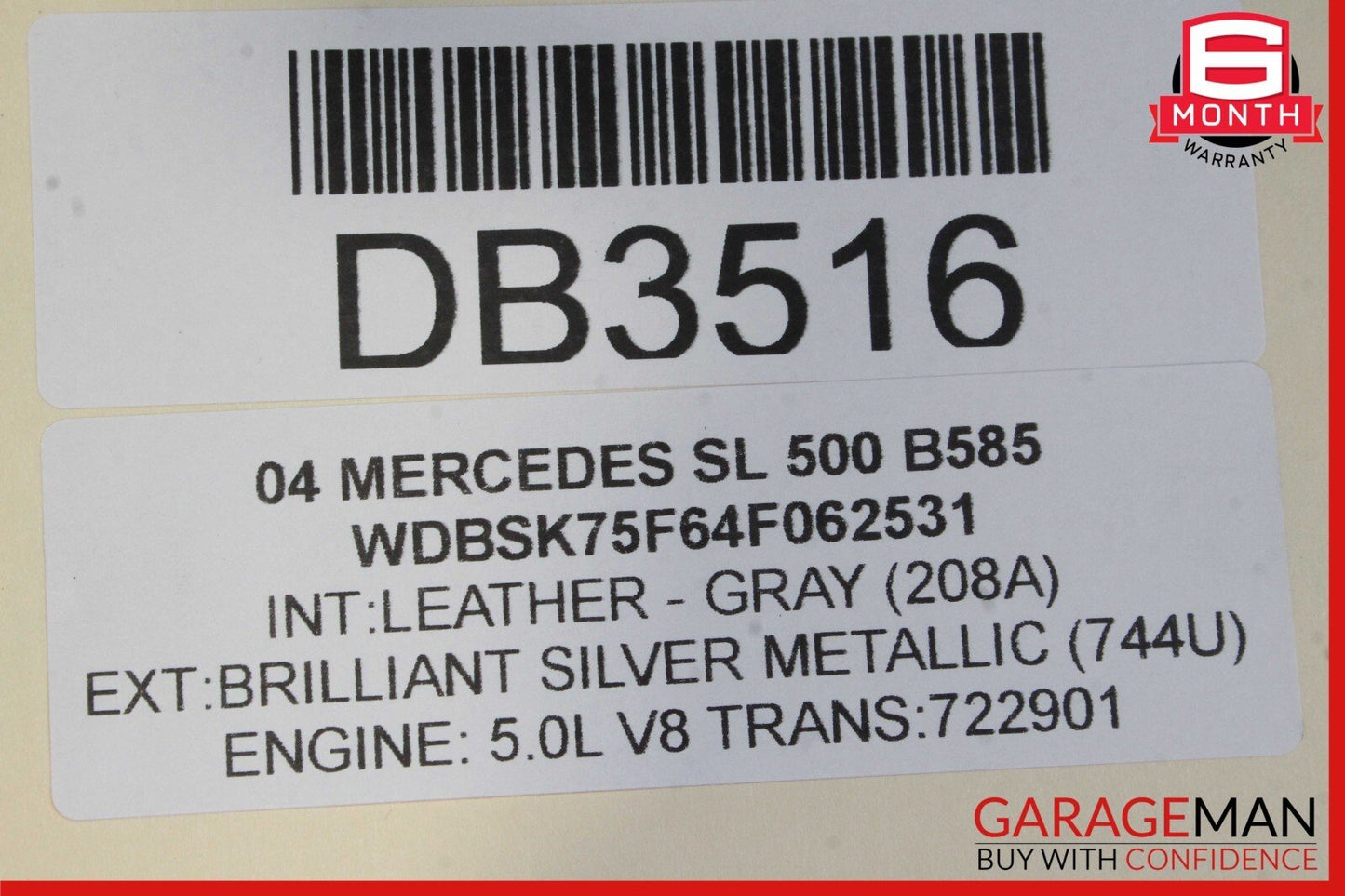 03-08 Mercedes R230 SL500 SL600 Front Hood Bonnet Cover Panel Brilliant Silver