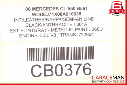 07-10 Mercedes W216 CL550 S450 S550 Steering Wheel Airbag Air Bag Black OEM