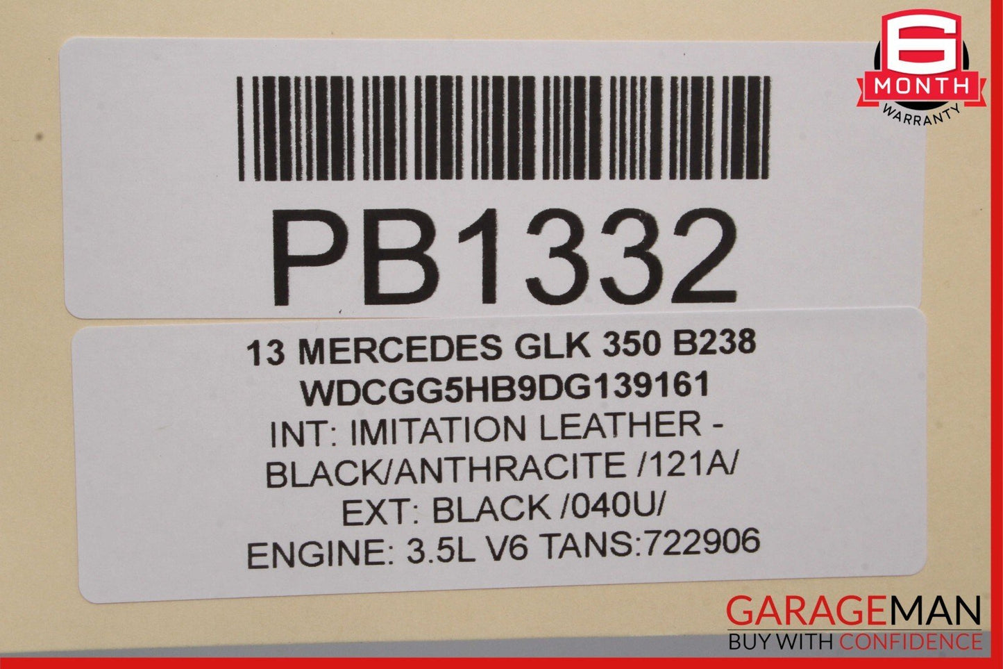 10-15 Mercedes X204 GLK350 Rear Right Passenger Side Interior Door Panel Black