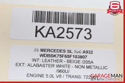 03-08 Mercedes R230 SL500 SL55 AMG Bose Front Right Side Door Audio Speaker OEM