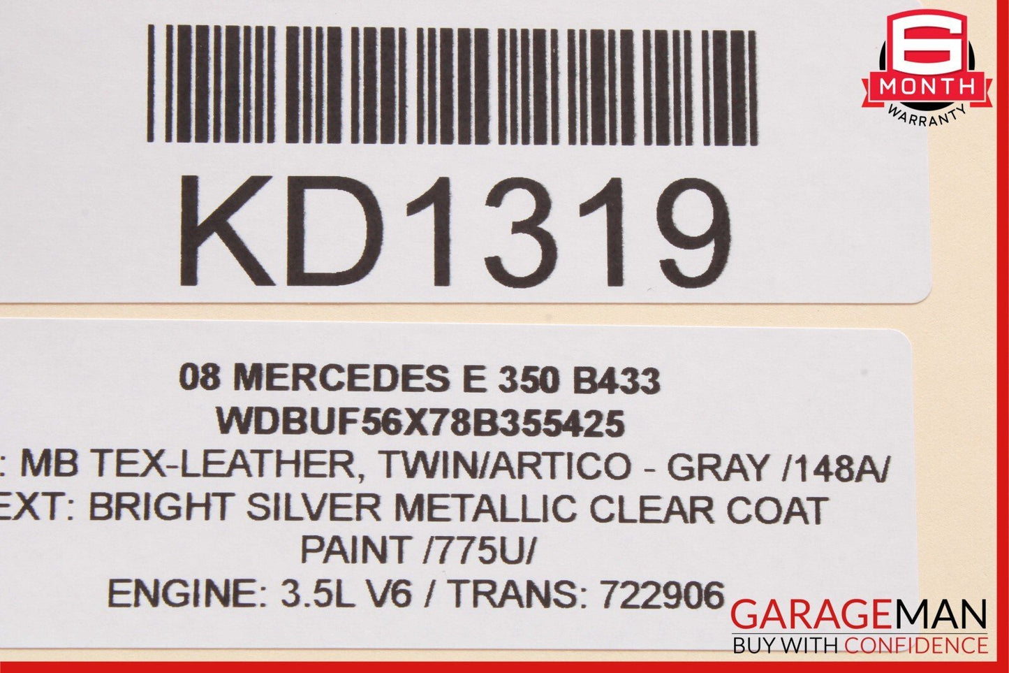 07-09 Mercedes W211 E350 E550 E63 AMG Interior Rear View Mirror Gray OEM