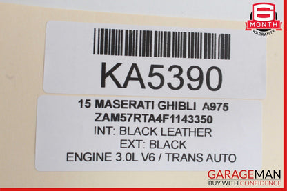 14-17 Maserati Ghibli Front Left / Right Side Seat Headrest Head Rest Black
