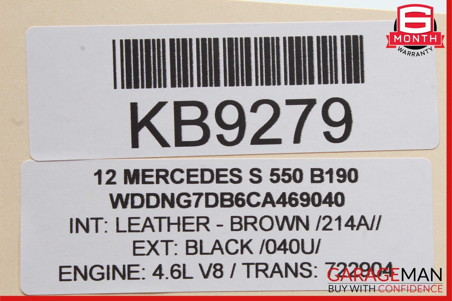 10-14 Mercedes S550 CL550 S65 AMG Front Upper Interior Rear View Mirror Brown