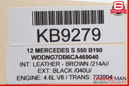 10-14 Mercedes S550 CL550 S65 AMG Front Upper Interior Rear View Mirror Brown