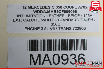 08-17 Mercedes W204 C350 Coupe Rear Left or Right Axle CV Half Shaft 2043501810