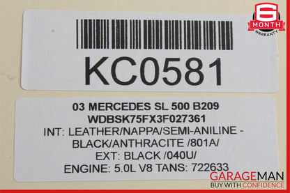 03-08 Mercedes R230 SL500 Rear Deck Shelf Speaker Trim Cover Panel Assembly