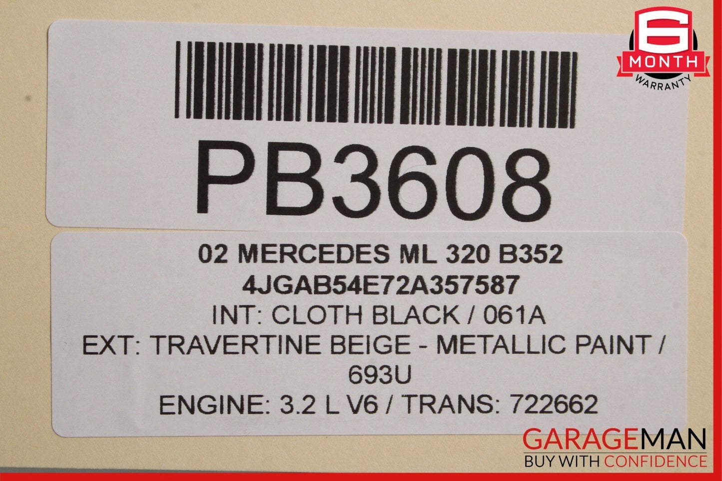 00-05 Mercedes W163 ML320 ML350 Front Right or Left Top Upper Seat Cushion Gray