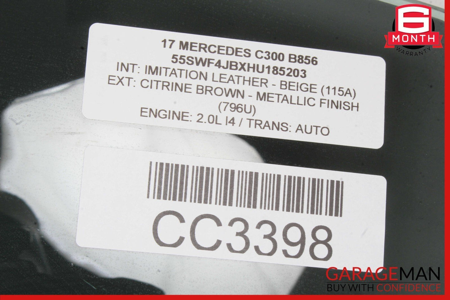 15-20 Mercedes W205 C300 350e C400 Rear Left Side Door Window Glass OEM