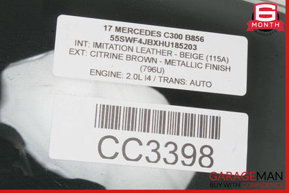 15-20 Mercedes W205 C300 350e C400 Rear Left Side Door Window Glass OEM