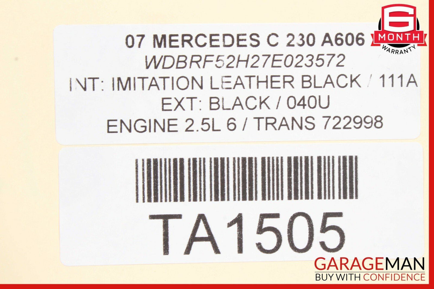 05-07 Mercedes W203 C230 C280 Headlight Lamp Left Driver Side Halogen OEM