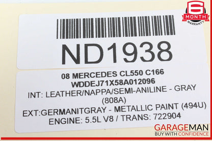 07-09 Mercedes W216 CL550 CL600 Front Left Side Door Rear View Mirror Gray OEM