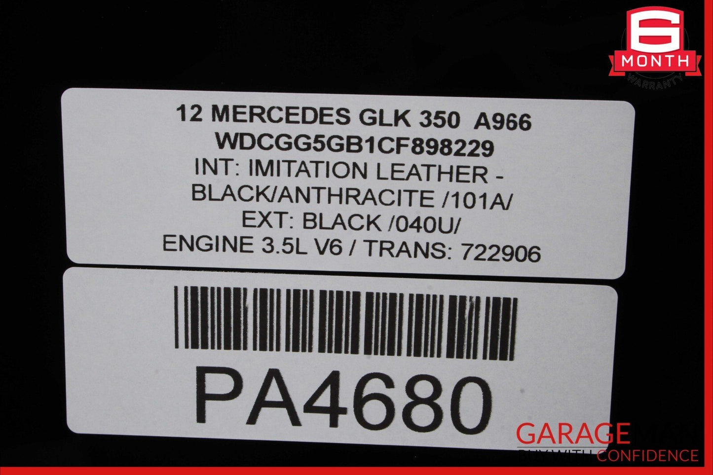 10-15 Mercedes X204 GLK350 Rear Top Roof Pano Panoramic Glass Panel OEM