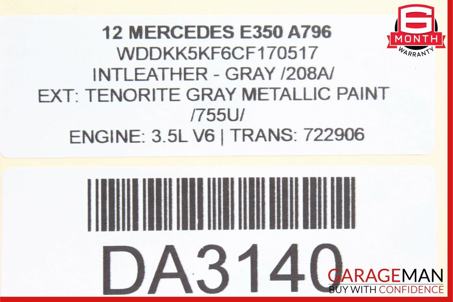 10-13 Mercedes W212 E350 E250 Inner Tail Light Lamp Rear Right Passenger Side