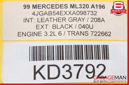 98-05 Mercedes W163 ML350 ML320 Front Left or Right Seat Headrest Head Rest Grey