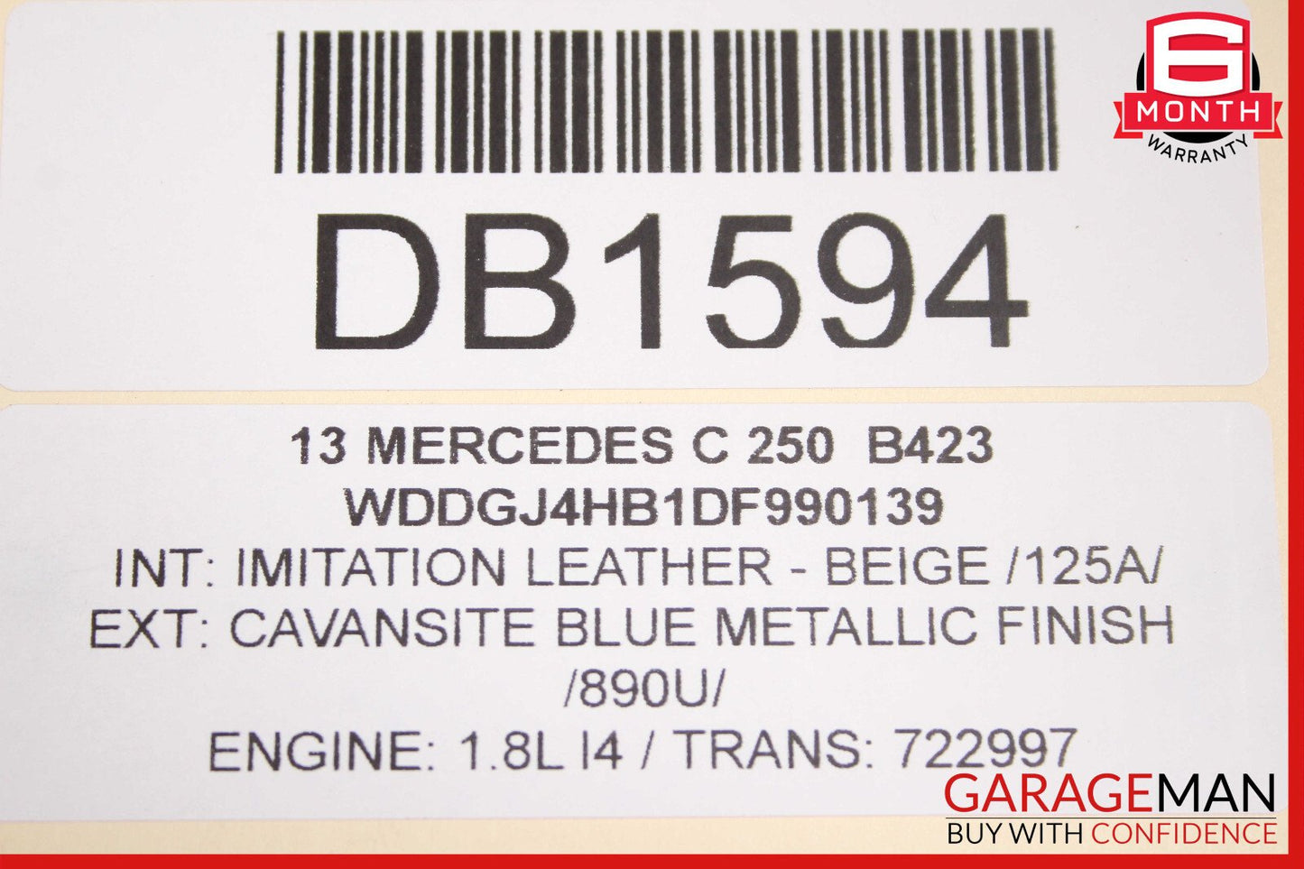 08-14 Mercedes W204 C250 C300 Sedan Rear Right Side Interior Door Panel Assembly
