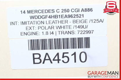 12-14 Mercedes W204 C250 C300 Right Passenger Exterior Door Handle Polar White