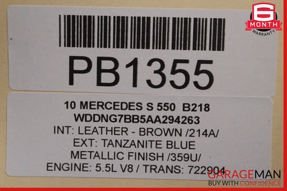 10-13 Mercedes W221 S400 S450 S550 Front Right Side Top Upper Seat Cushion Brown