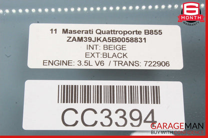 03-13 Maserati Quattroporte M139 Front Right Side Door Window Glass OEM