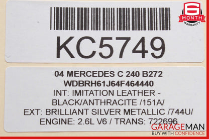 01-07 Mercedes W203 C240 C32 AMG Front Right Side Sunvisor Sun Visor Grey OEM