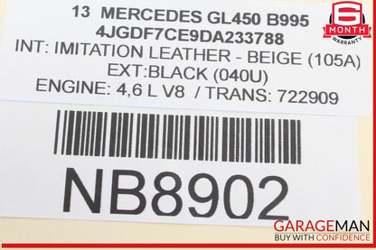 13-16 Mercedes X166 GL450 GL550 Inner Tail Light Lamp Rear Right Side OEM