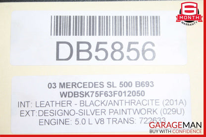 03-08 Mercedes R230 SL500 SL55 Upper Radiator Support Headlight Support Bracket