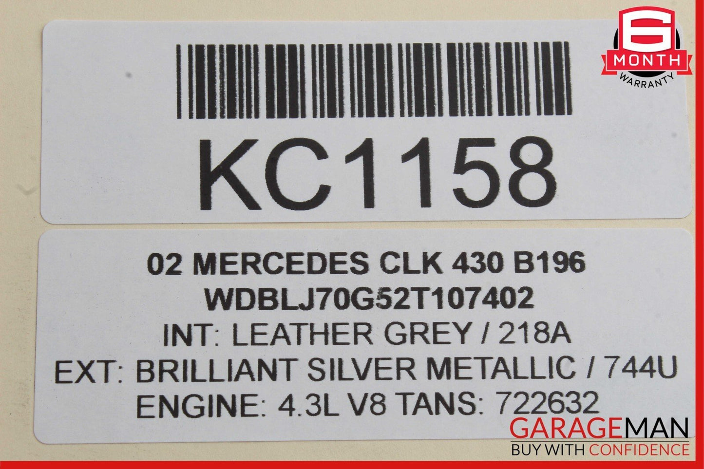 02-05 Mercedes W208 CLK430 Front Right Side Headlight Head Light Lamp Xenon OEM