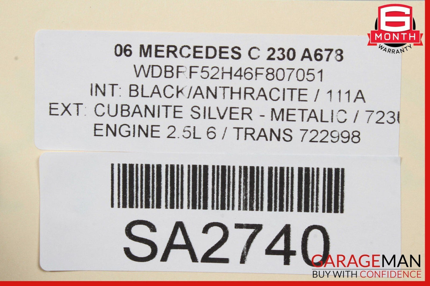 05-07 Mercedes W203 C230 C280 Sedan Rear Left Interior Door Panel Cover Black