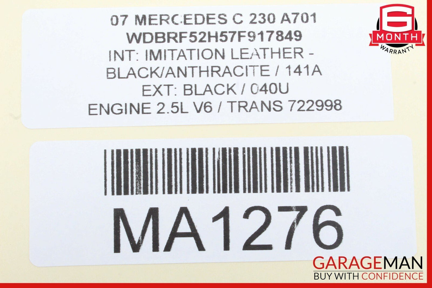 01-07 Mercedes W203 C230 C240 C350 Rear Center Interior Dome Light Lamp