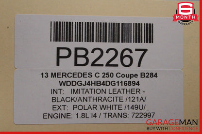12-14 Mercedes W204 C350 Coupe Front Right Exterior Door Shell Frame Polar White