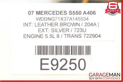 07-09 Mercedes W221 S550 S600 Center Console Ashtray Lighter Compartment Brown