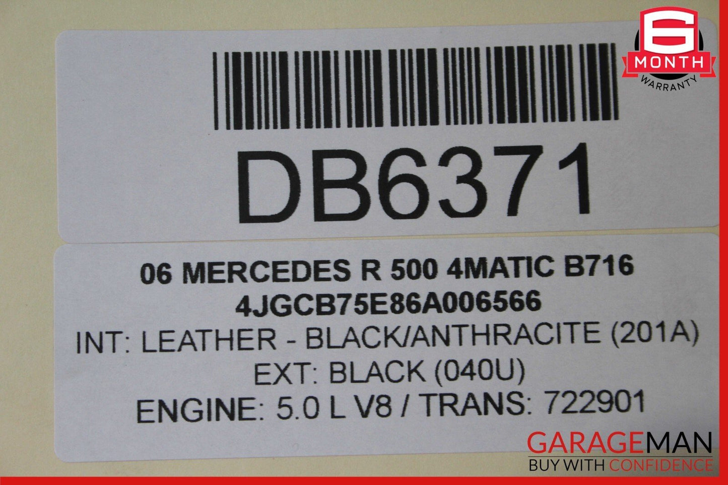 06-10 Mercedes W251 R320 R350 Front Right Side Top Upper Seat Cushion Anthracite