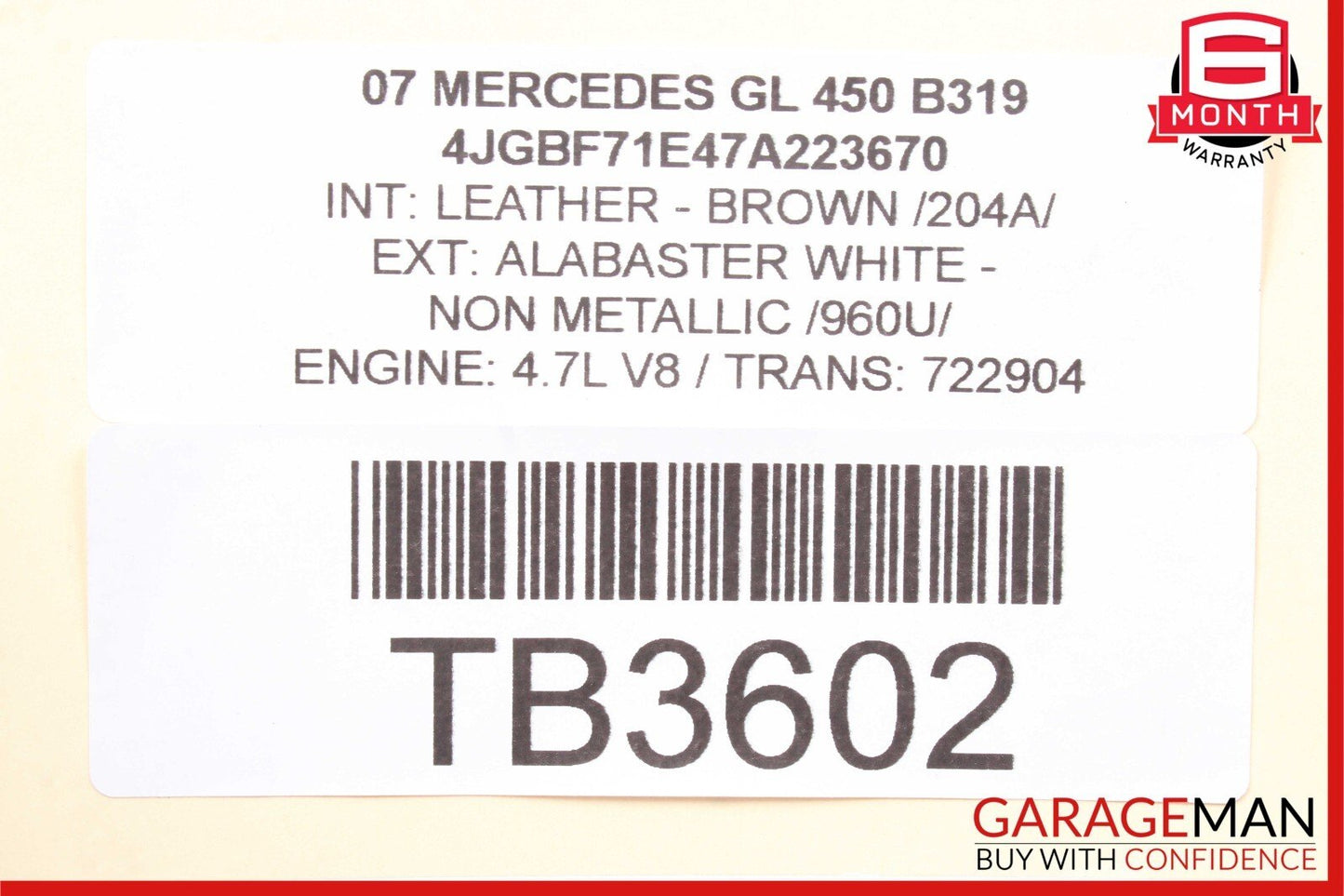 06-12 Mercedes X164 GL450 GL550 ML550 Upper Radiator Core Tie Bar Support OEM