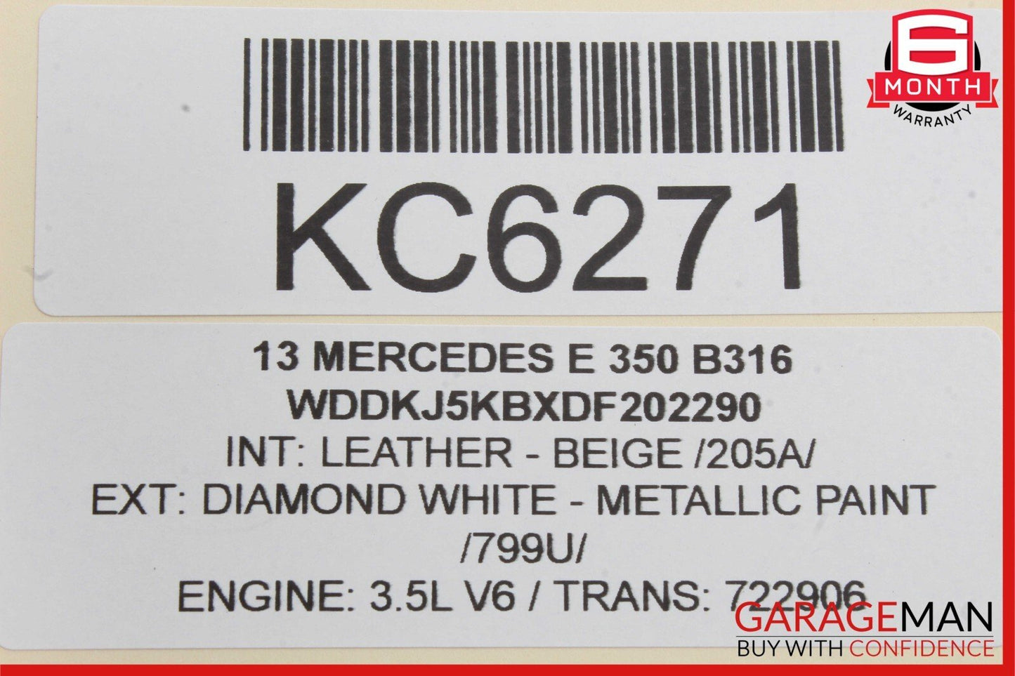 10-16 Mercedes W212 E350 Rear Right Door Window Regulator Frame w/o Motor