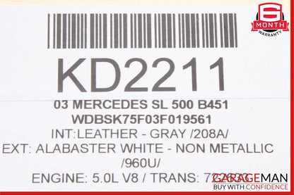 03-06 Mercedes R230 SL500 SL55 AMG Exterior Door Handle Right Side White
