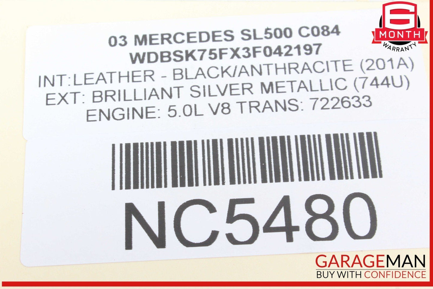 03-06 Mercedes R230 SL500 SL600 Left Side Fog Light Lamp 2038201156 OEM