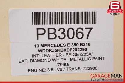 10-13 Mercedes W212 E350 E550 Front Left Interior Door Panel Trim Assy Beige