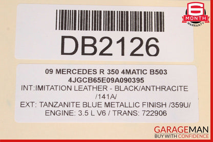 06-10 Mercedes W251 R350 R500 Front Right Top Upper Seat Cushion Cover Black