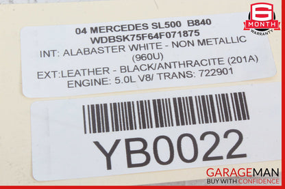 03-12 Mercedes R230 SL500 SL55 AMG Rear SAM Fuse Box Relay Module OEM