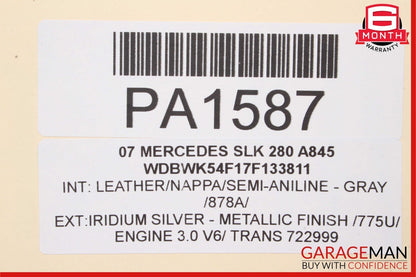 05-11 Mercedes R171 SLK350 SLK280 Convertible Hard Top Roof Folding Panel Silver